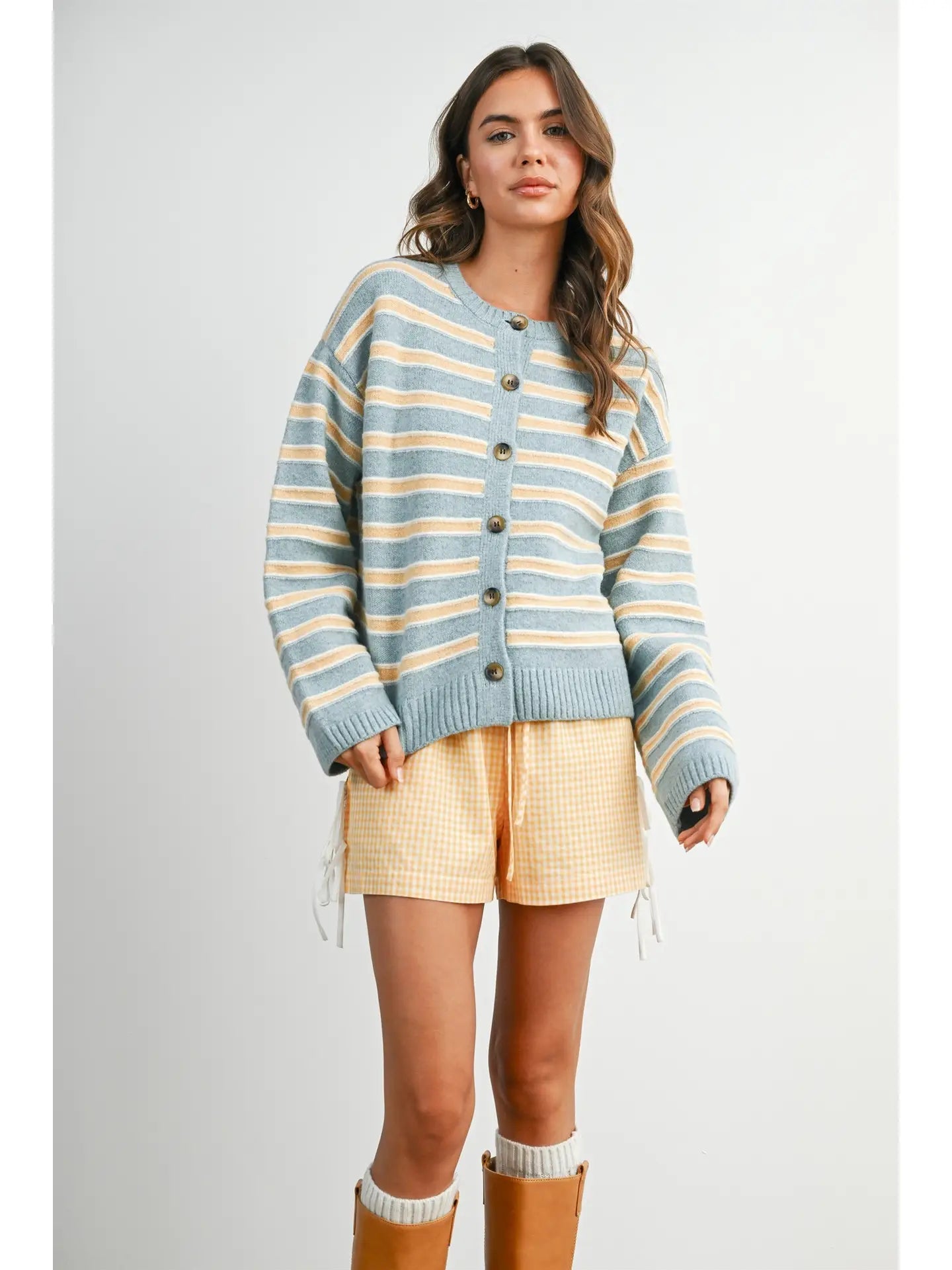 Cozy Stripe Button Up Sweater
