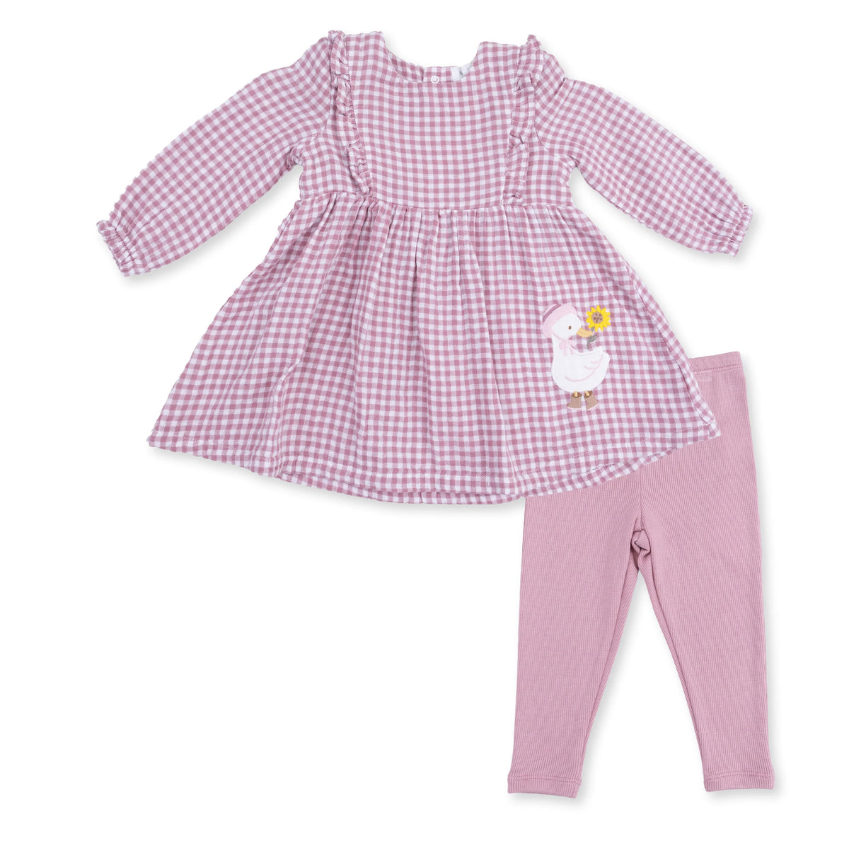 Berry Gingham - Long Sleeve Ruffle Bubble with Skirt