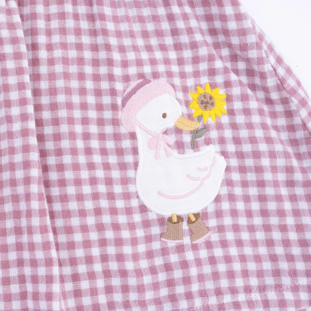 Berry Gingham - Long Sleeve Ruffle Bubble with Skirt
