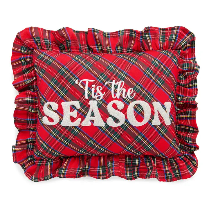Tis The Season Plaid Pillow Red