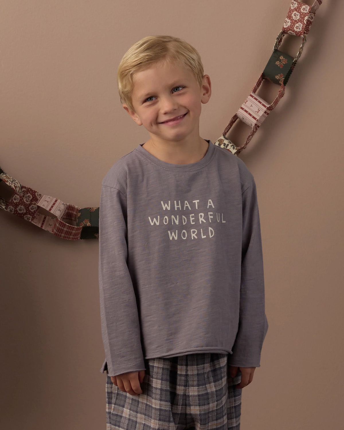 RAW EDGE LONG SLEEVE TEE WONDERFUL WORLD
