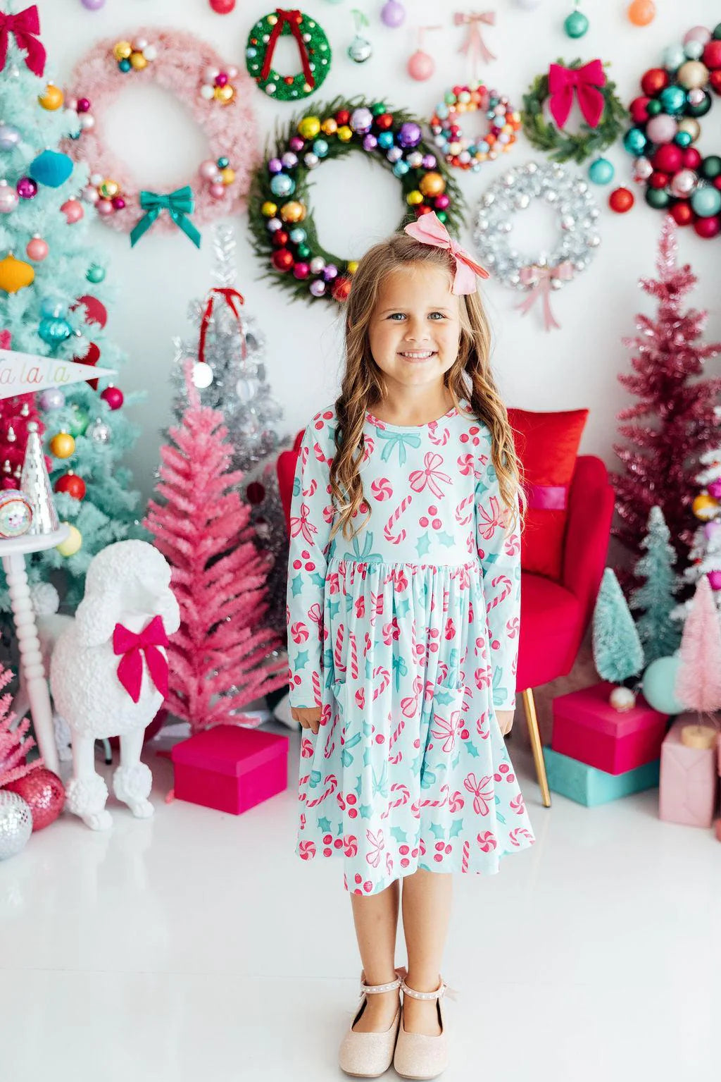 Christmas Cheer Long Sleeve Twirl Dress