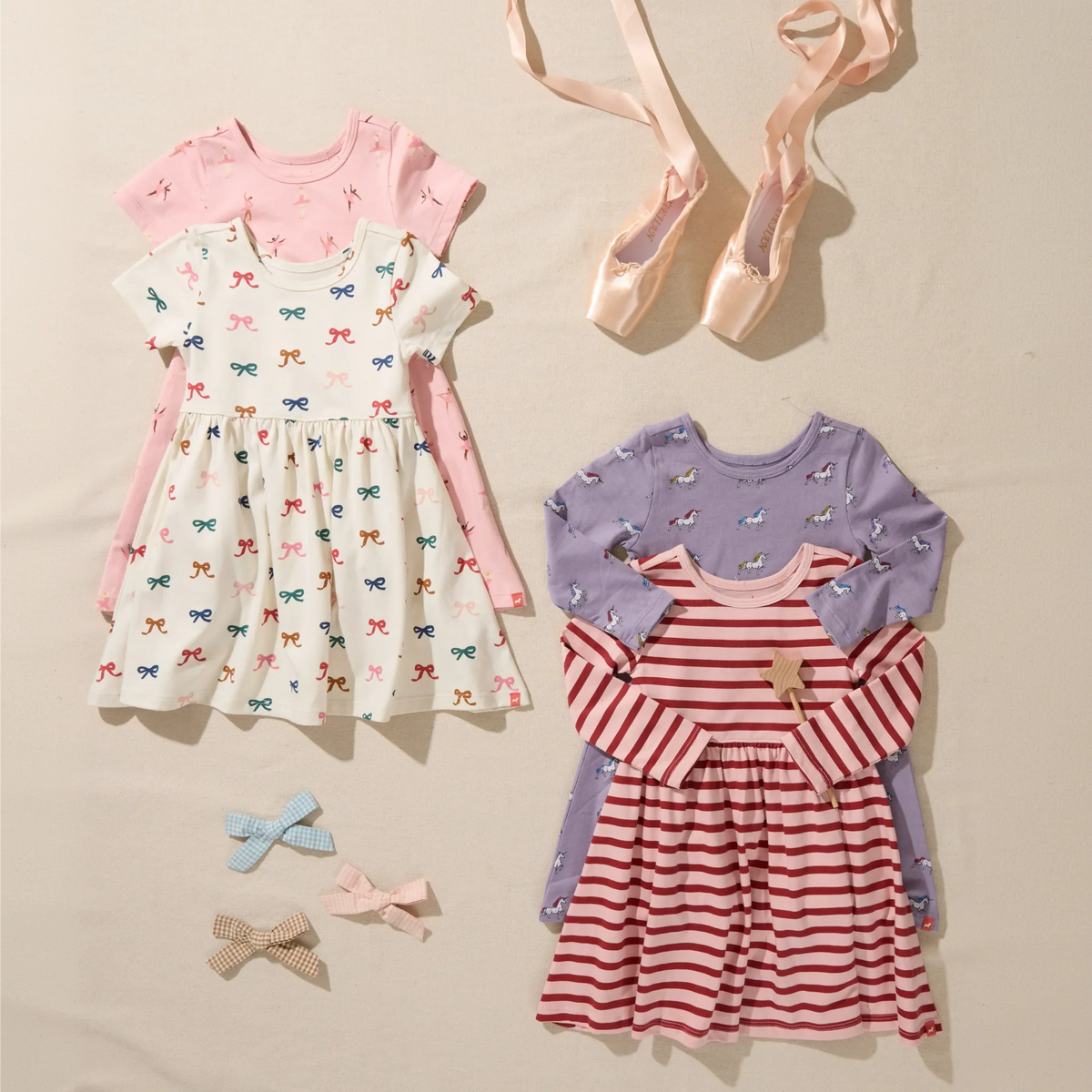 Long Sleeve Sunny Dress - Pink Burgundy Stripe