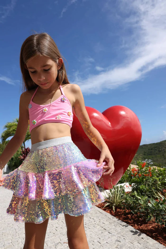 Sequin Ombre Ruffle Skirt