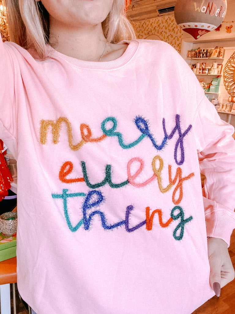 Merry Everything Glitter Tinsel Sweatshirt