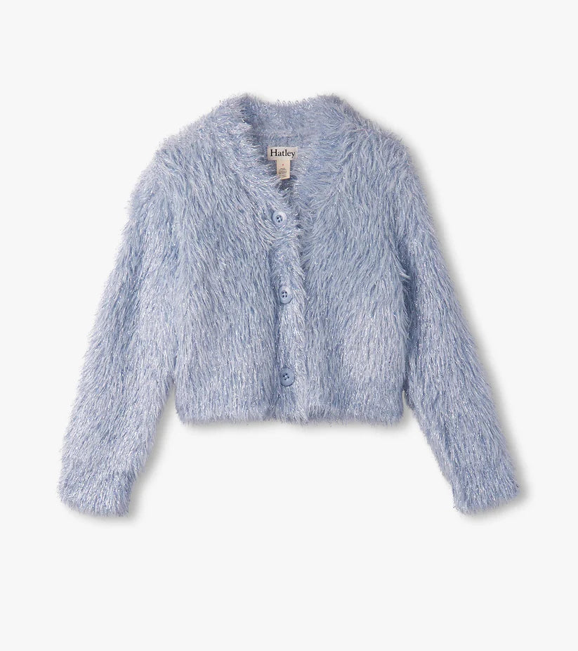 Glitter Heart Blue Metallic Cardigan