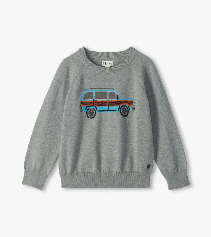 Vintage Truck Crew Neck Sweater Chinois Green
