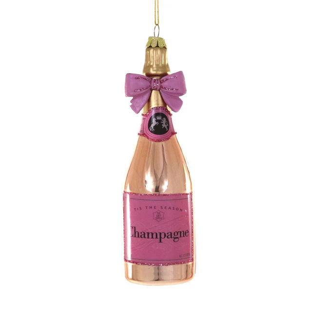 CF Champagne with Pink Bow Ornament