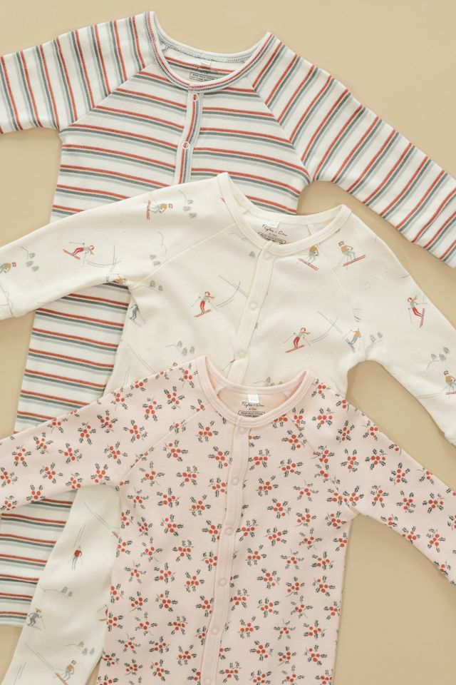 ORGANIC LONG JOHN PAJAMAS || HOLIDAY STRIPE