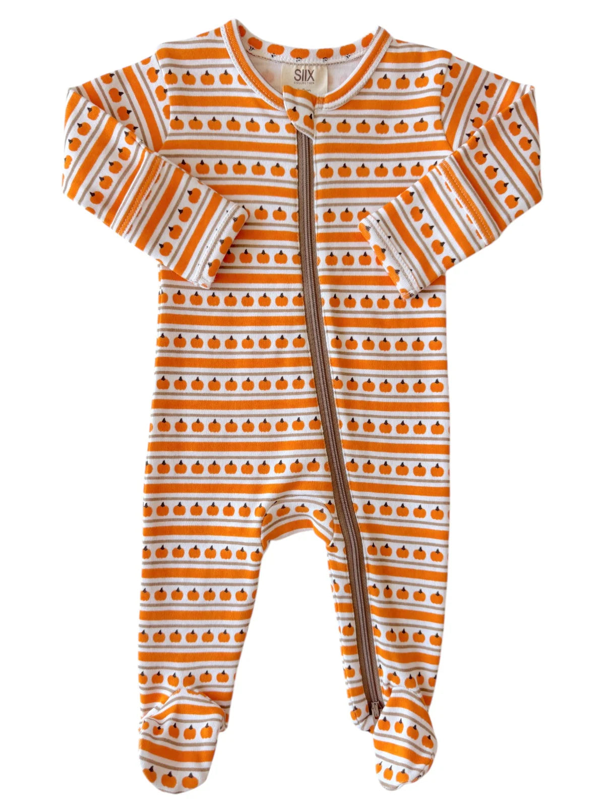 Pumpkin Stripe Zip Footie