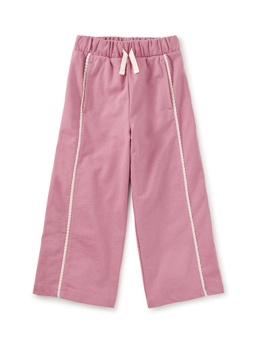Lace Trim Track Pants Hydrangea Pink