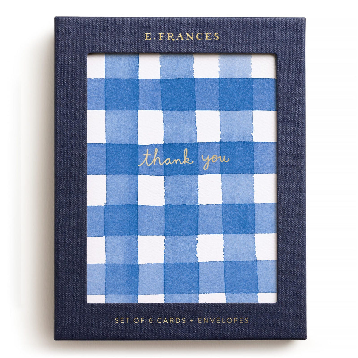 Blue Gingham Thank You Greeting Card, Boxed Set of Six