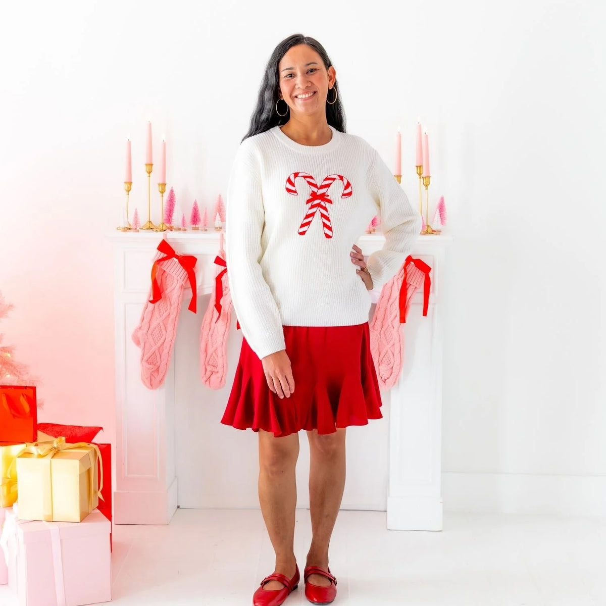 Women's Candy Cane Christmas  Sweater