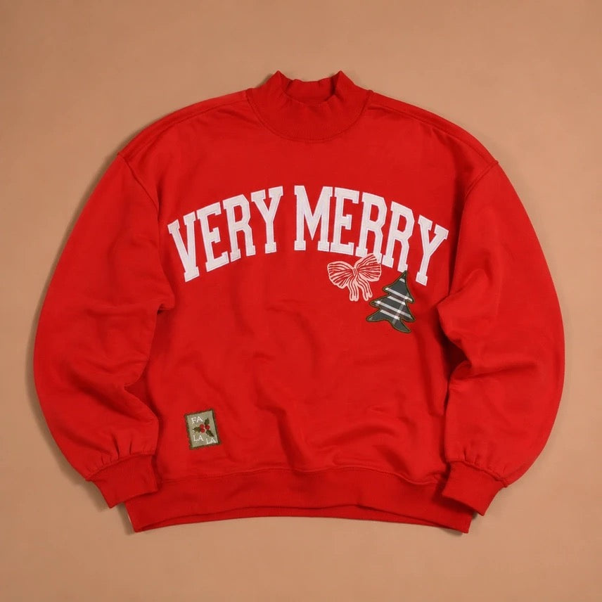 Mockneck Sweatshirt -Vintage Very Merry