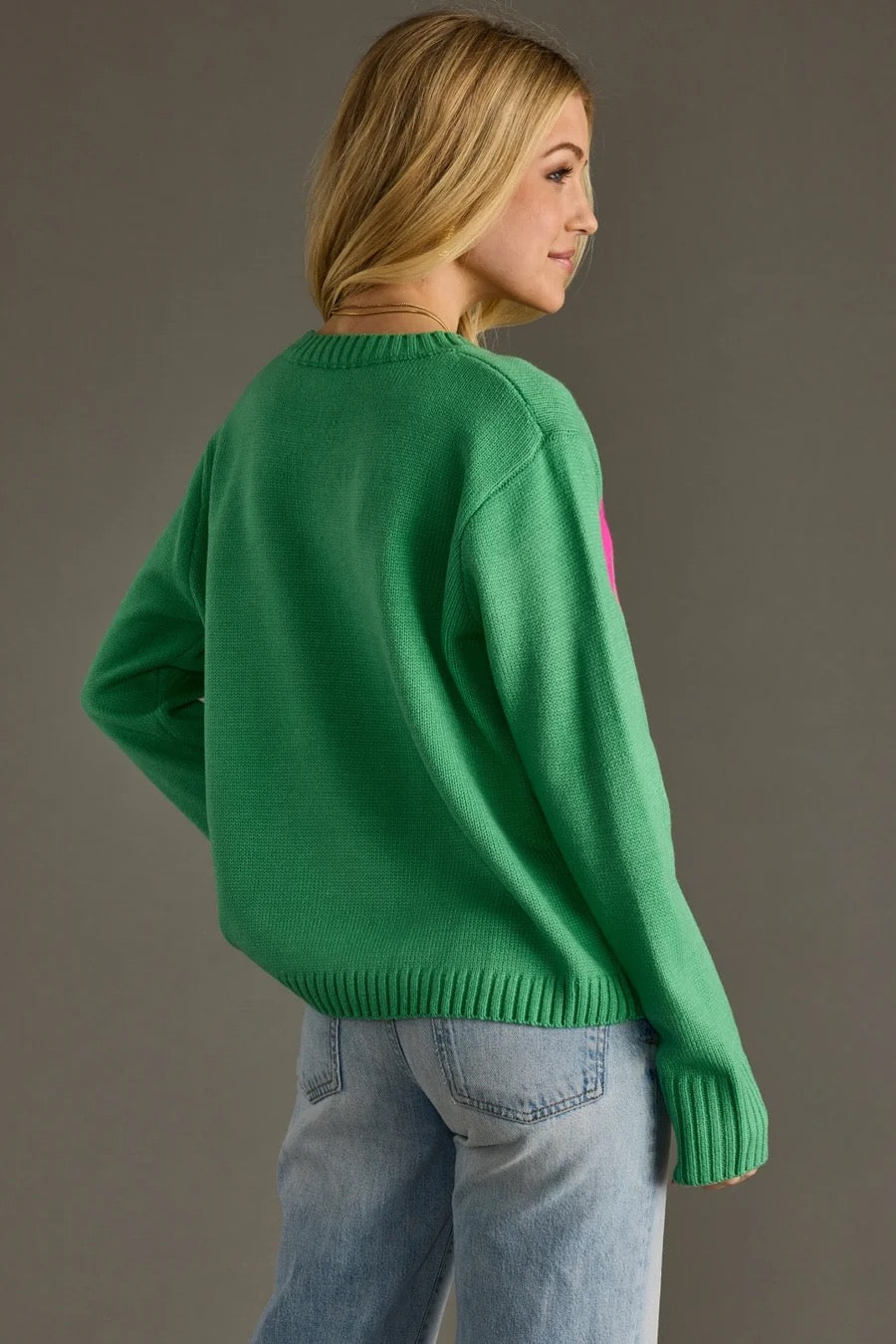 Panache Bright Pink/Green Merry Sweater