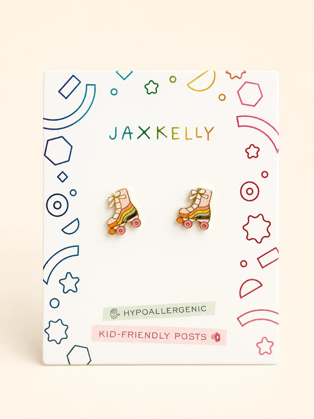 Roller Skate Enamel Flat Back Kids Earrings