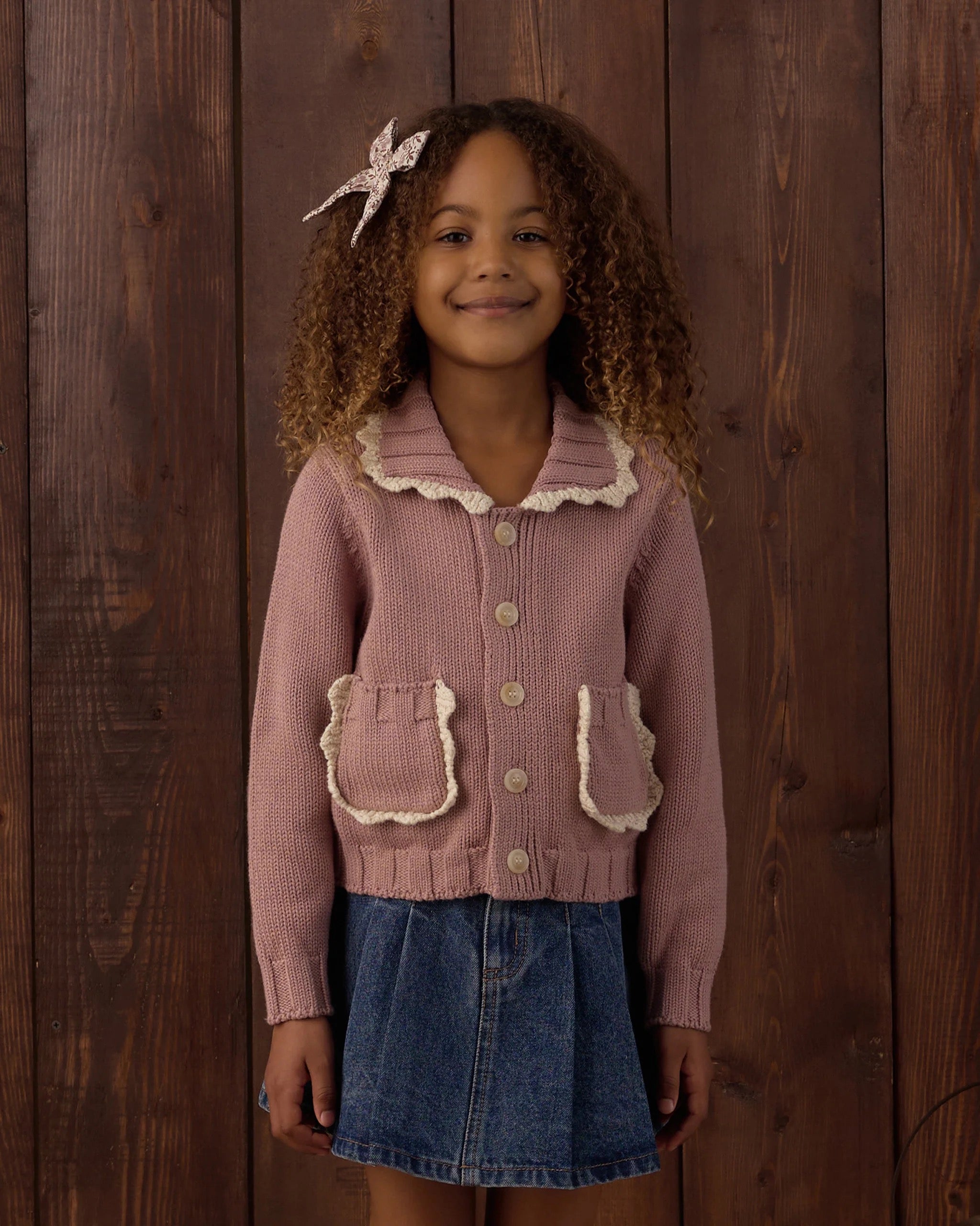COLLARED CARDIGAN ROSEWOOD