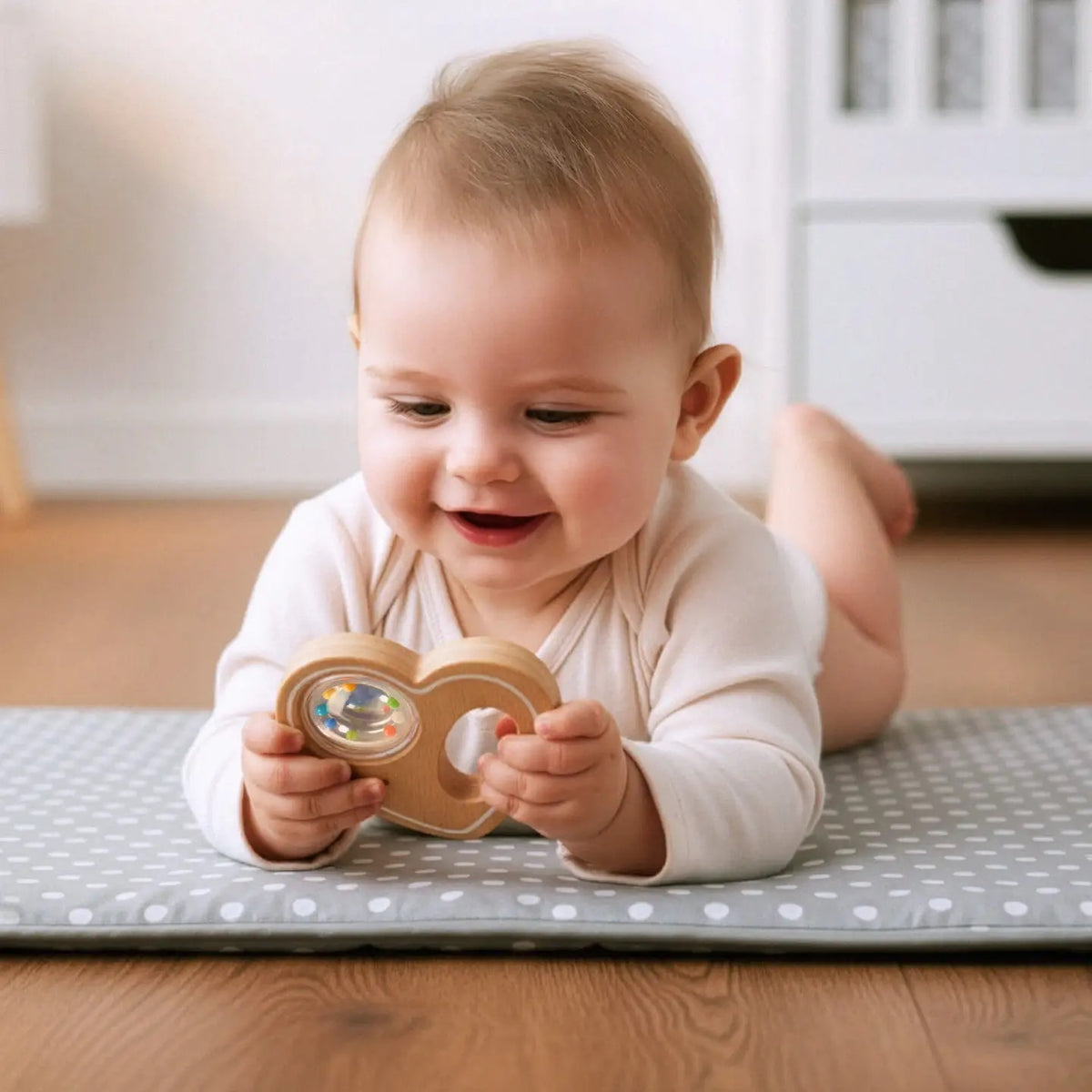 Wooden Heart Rattle and Grasping Toy