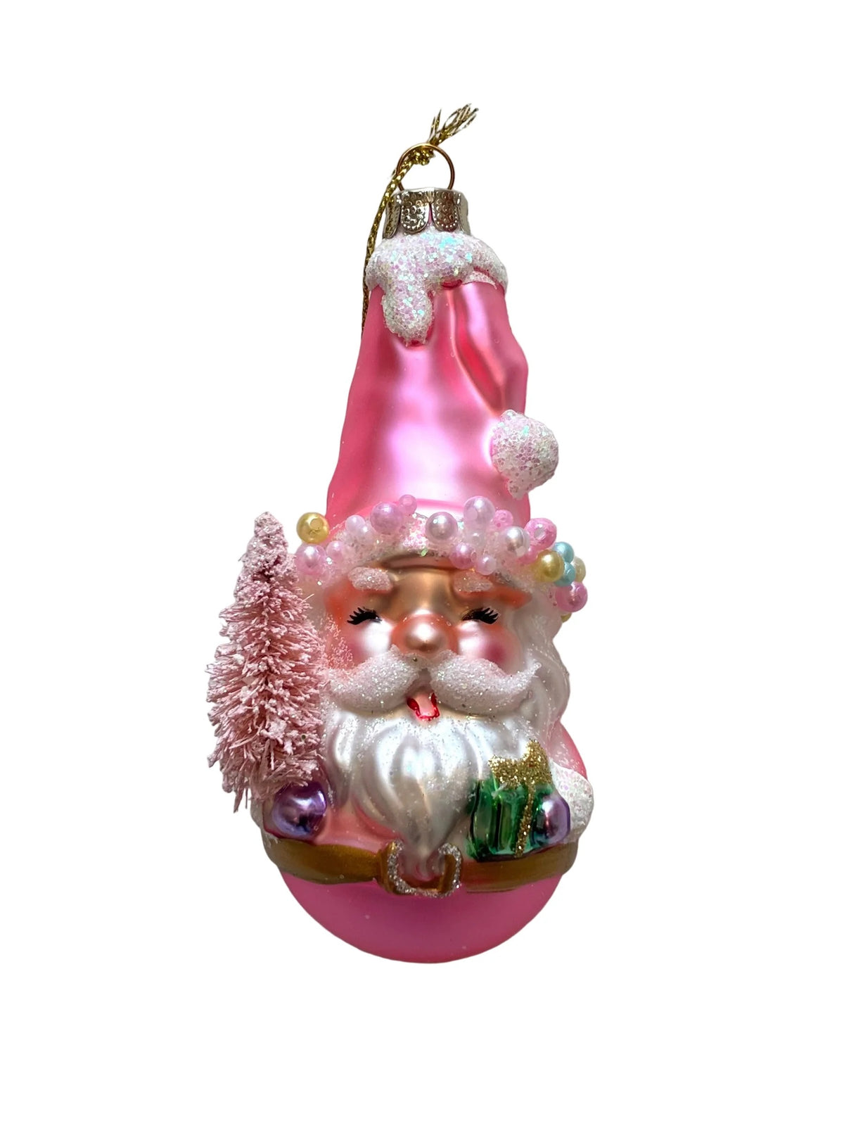 Pastel Santa on Ball Ornament