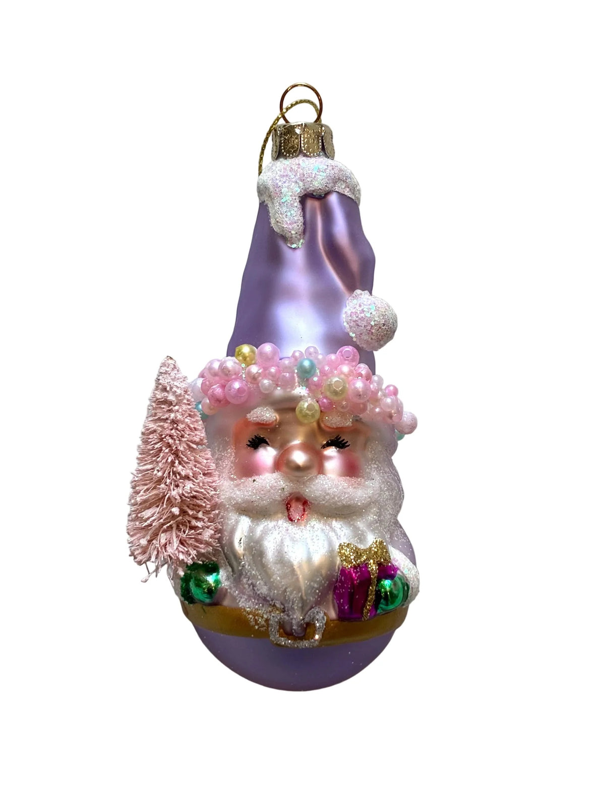 Pastel Santa on Ball Ornament