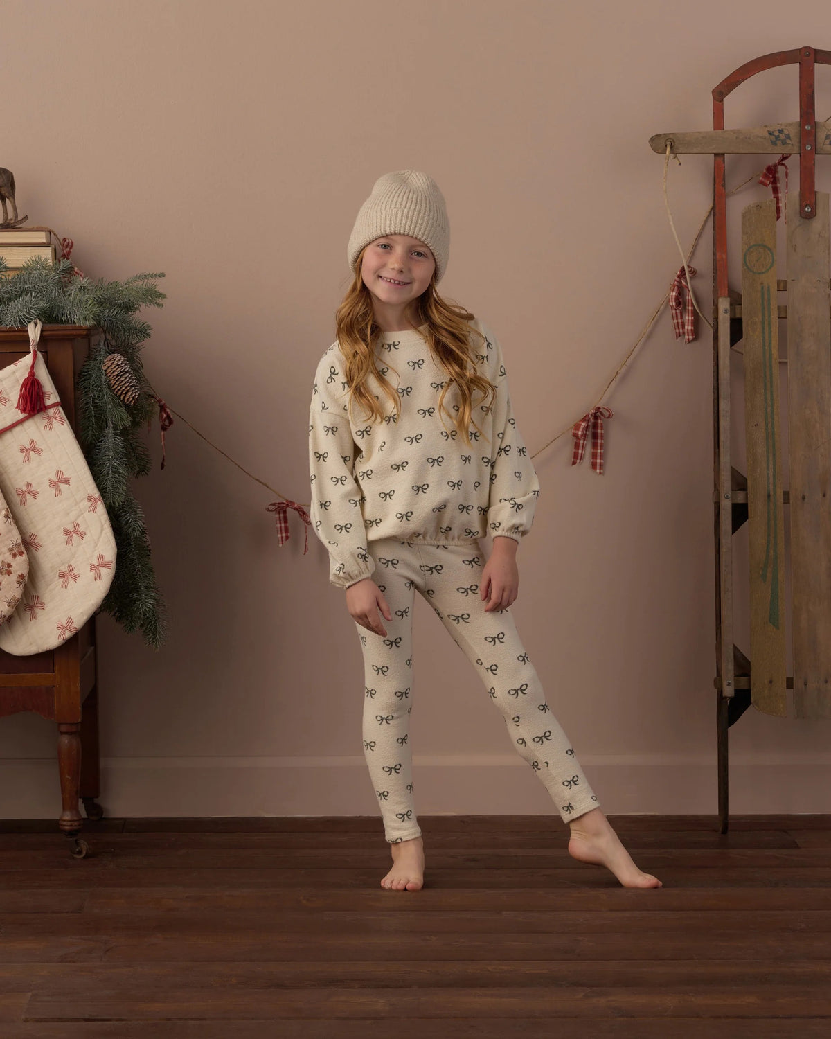 SPONGEY KNIT SET EVERGREEN BOWS