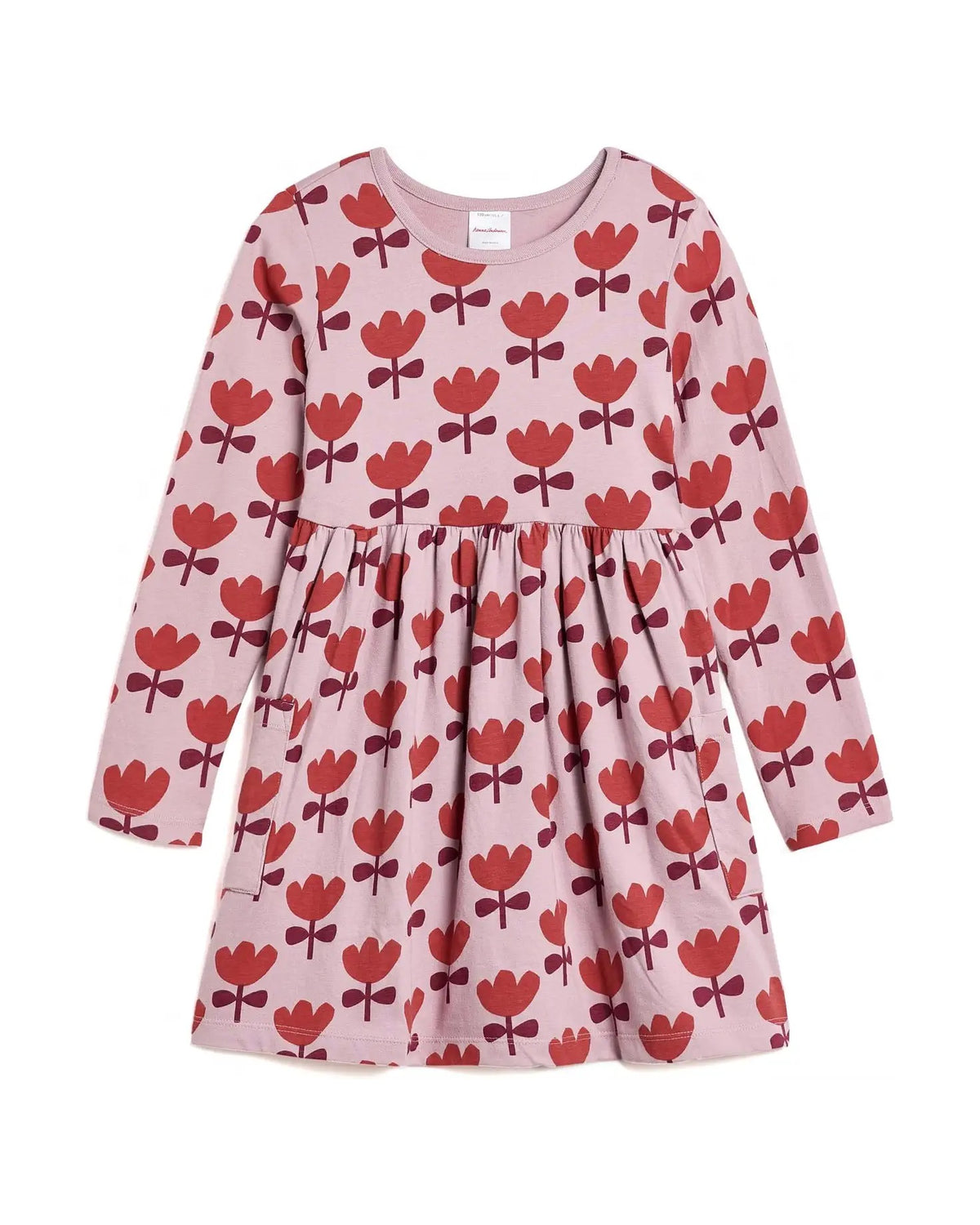 L/S PLAYGROUND DRESS WITH POCKETS Tulips on Purple
