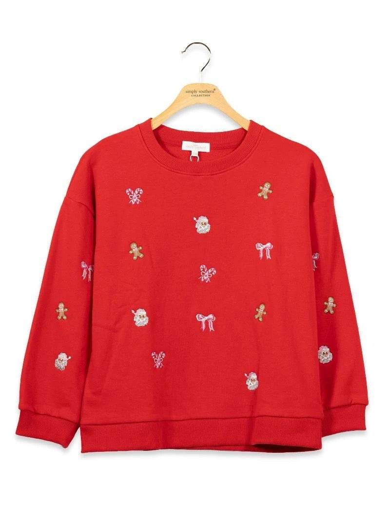 SS YTH Embroidered Holiday Crew