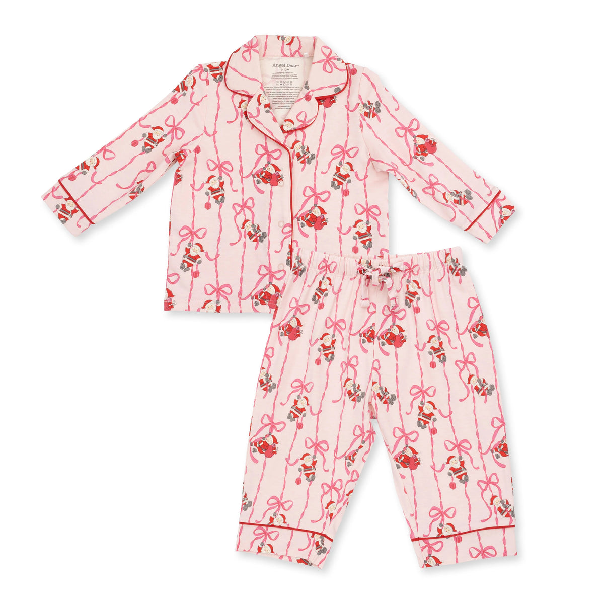 Bows & Santa - Kids Long Sleeve Coat Style with Pant