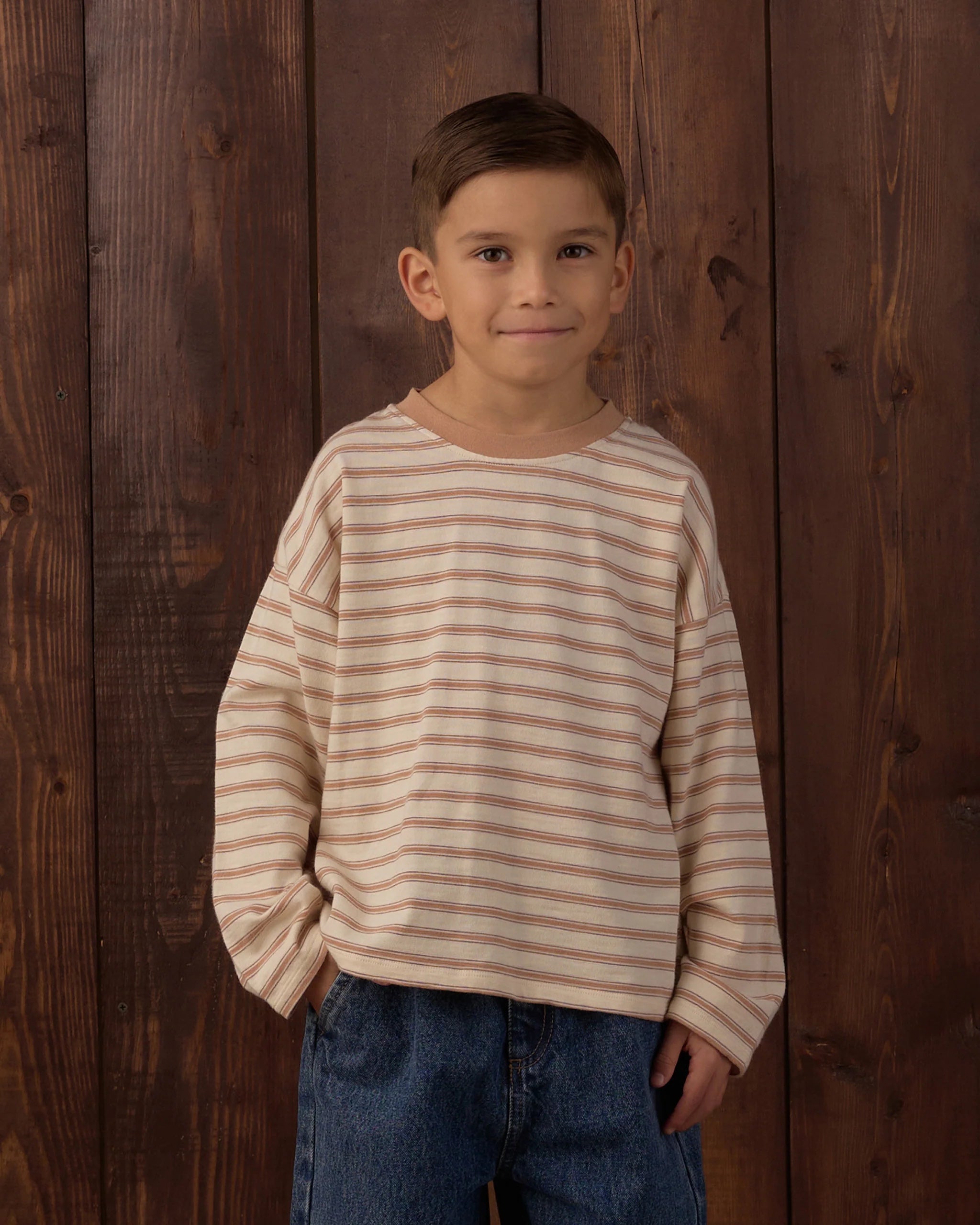 CAMDEN LONG SLEEVE TEE FAWN STRIPE