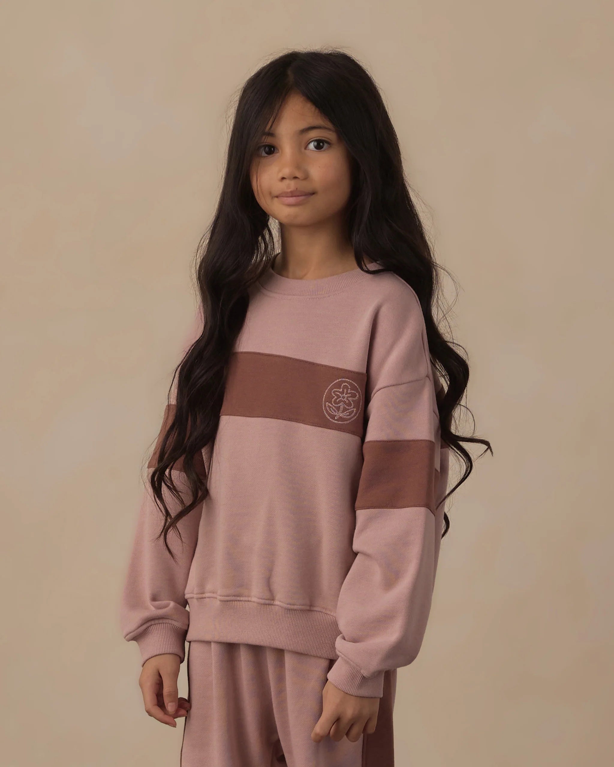PANEL STRIPE SWEATSHIRT ROSEWOOD