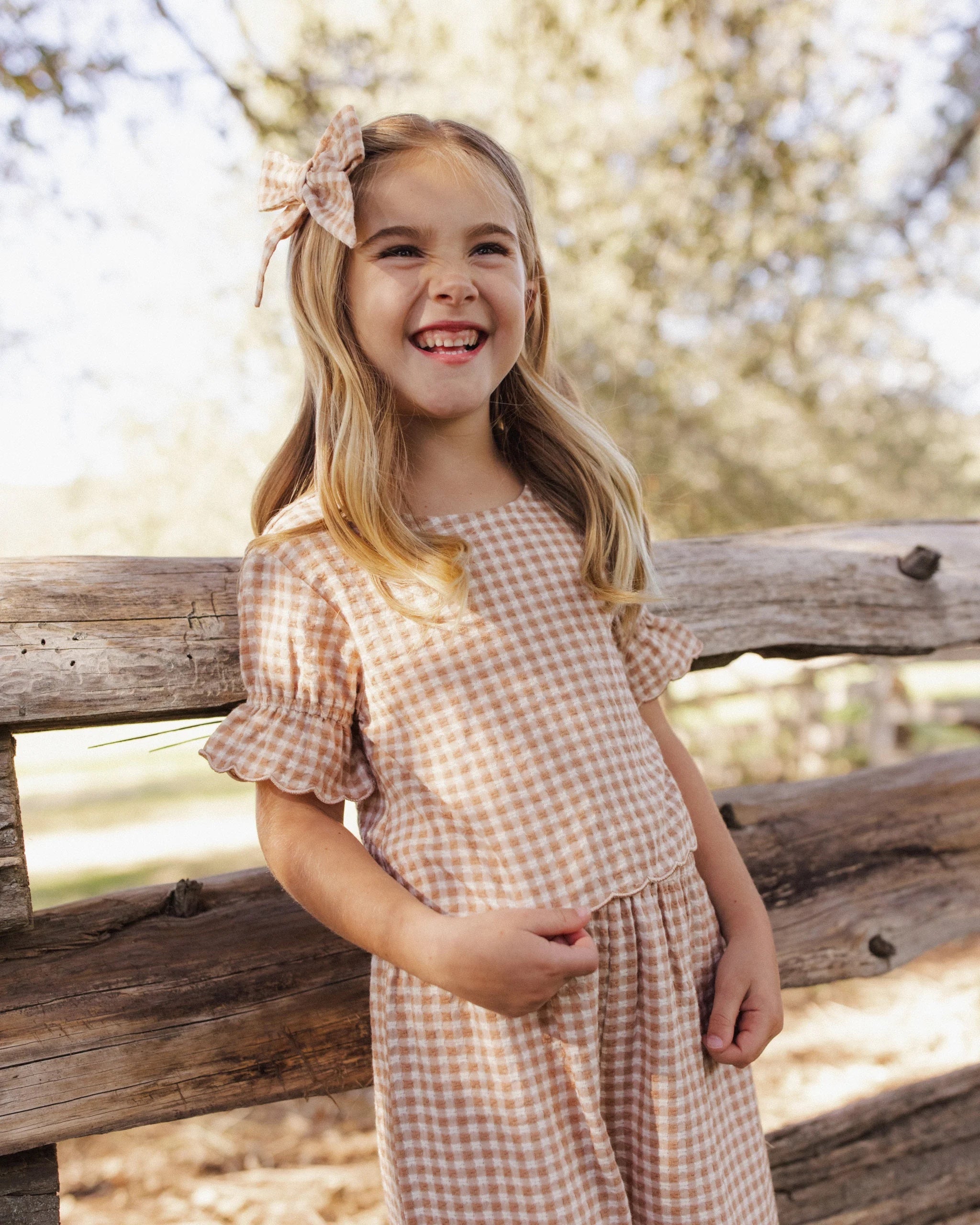 FRANCIE BLOUSE FAWN GINGHAM