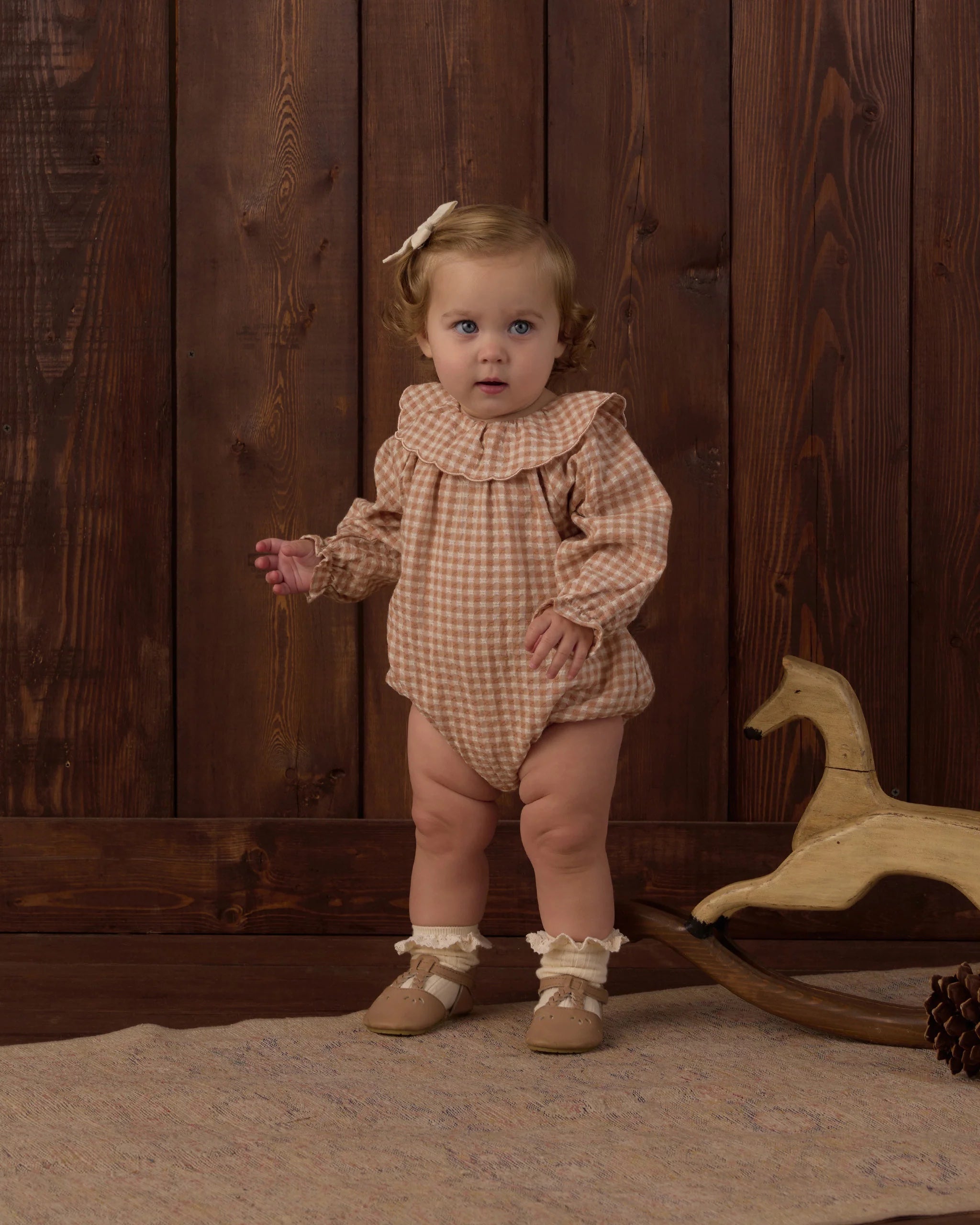 COLETTE ROMPER FAWN GINGHAM