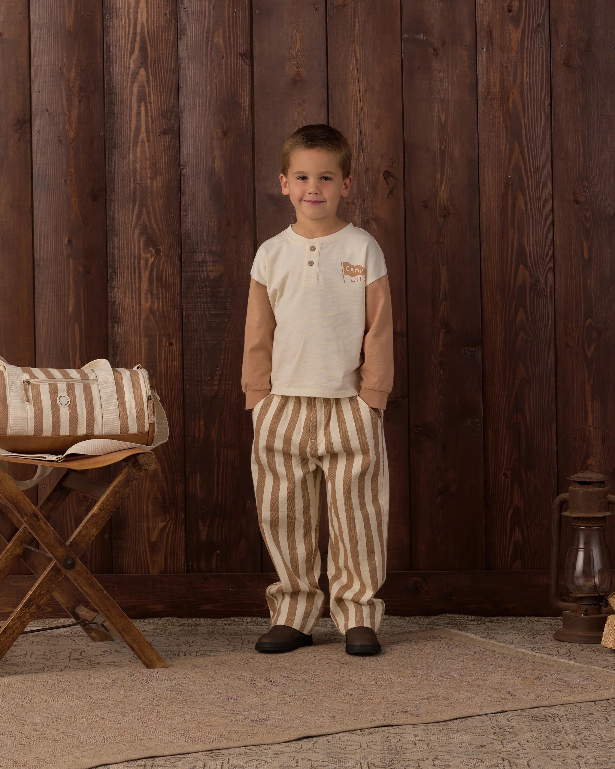 BABY CRU PANT FAWN STRIPE