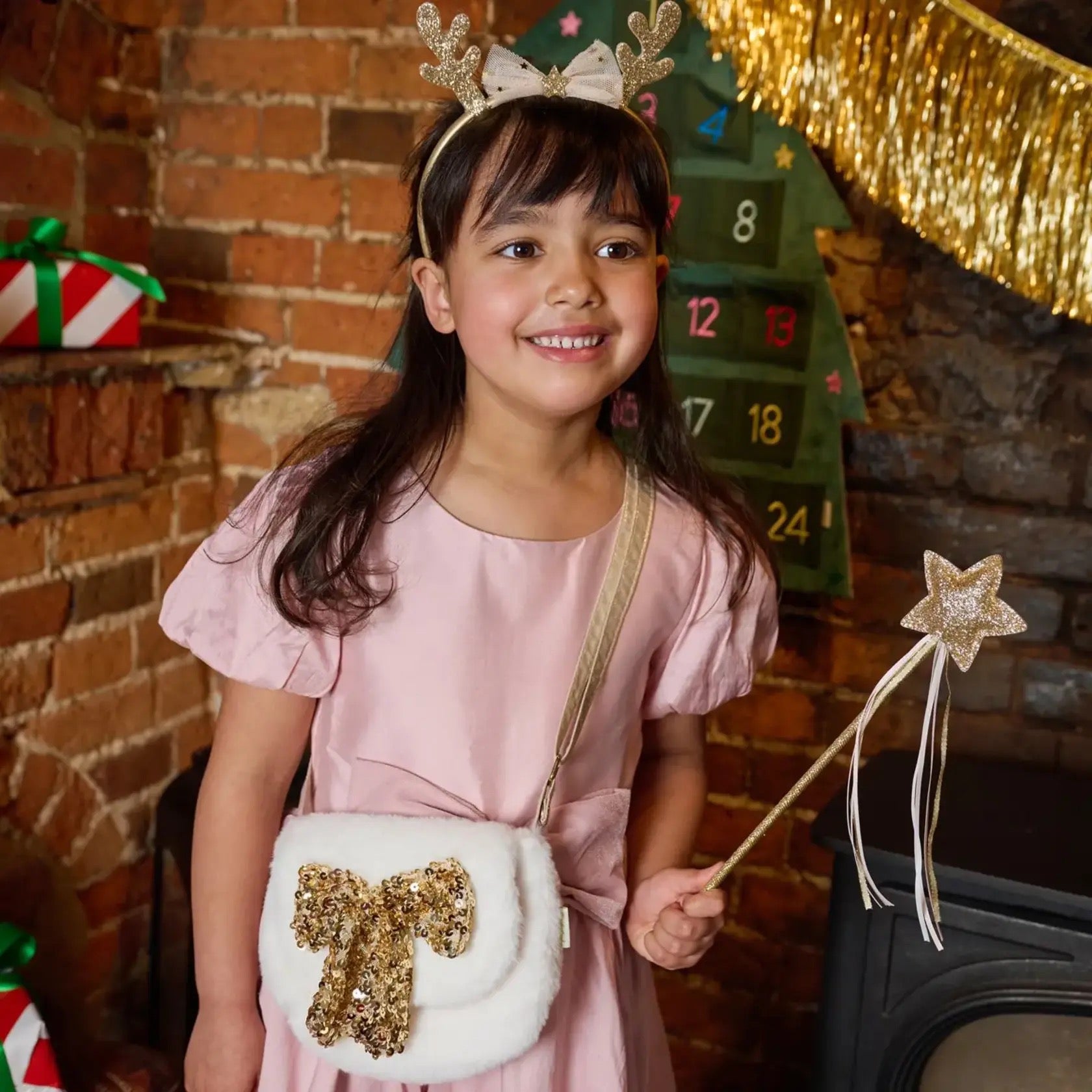 Sequin Bow Fluffy Bag