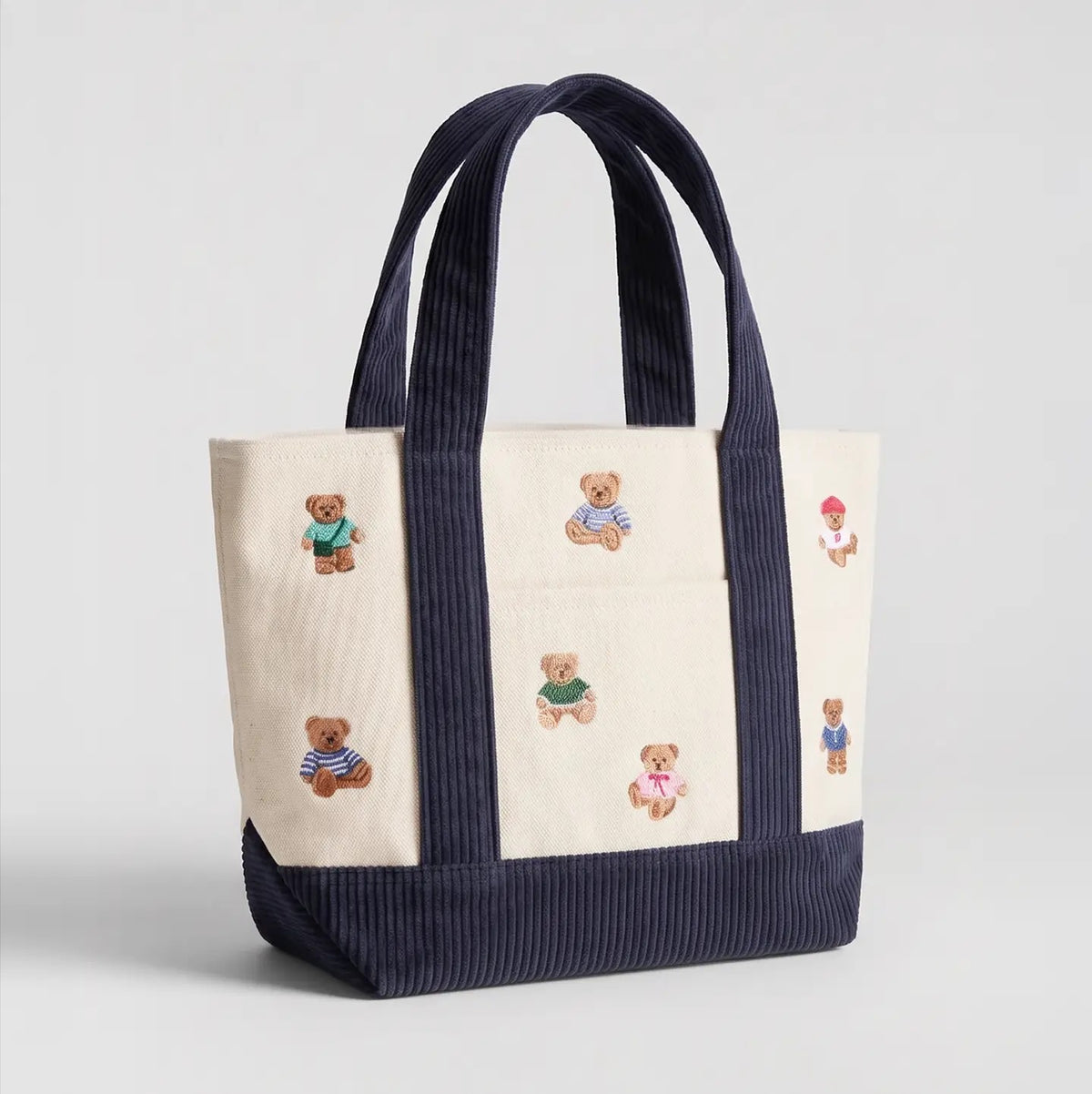 Embroidered Corduroy Mini Tote Bag