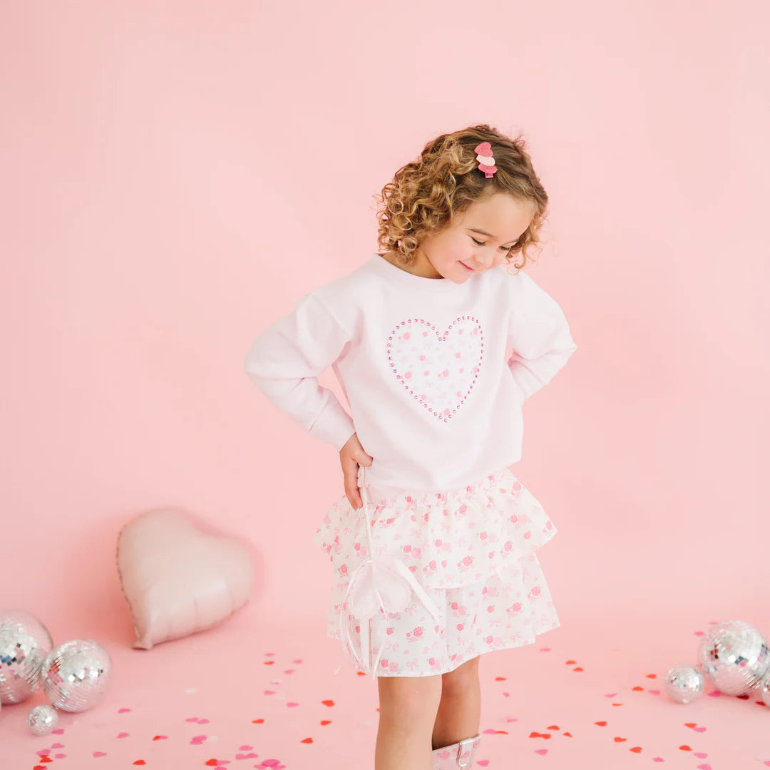Dainty Rose Pearl Heart Sweatshirt