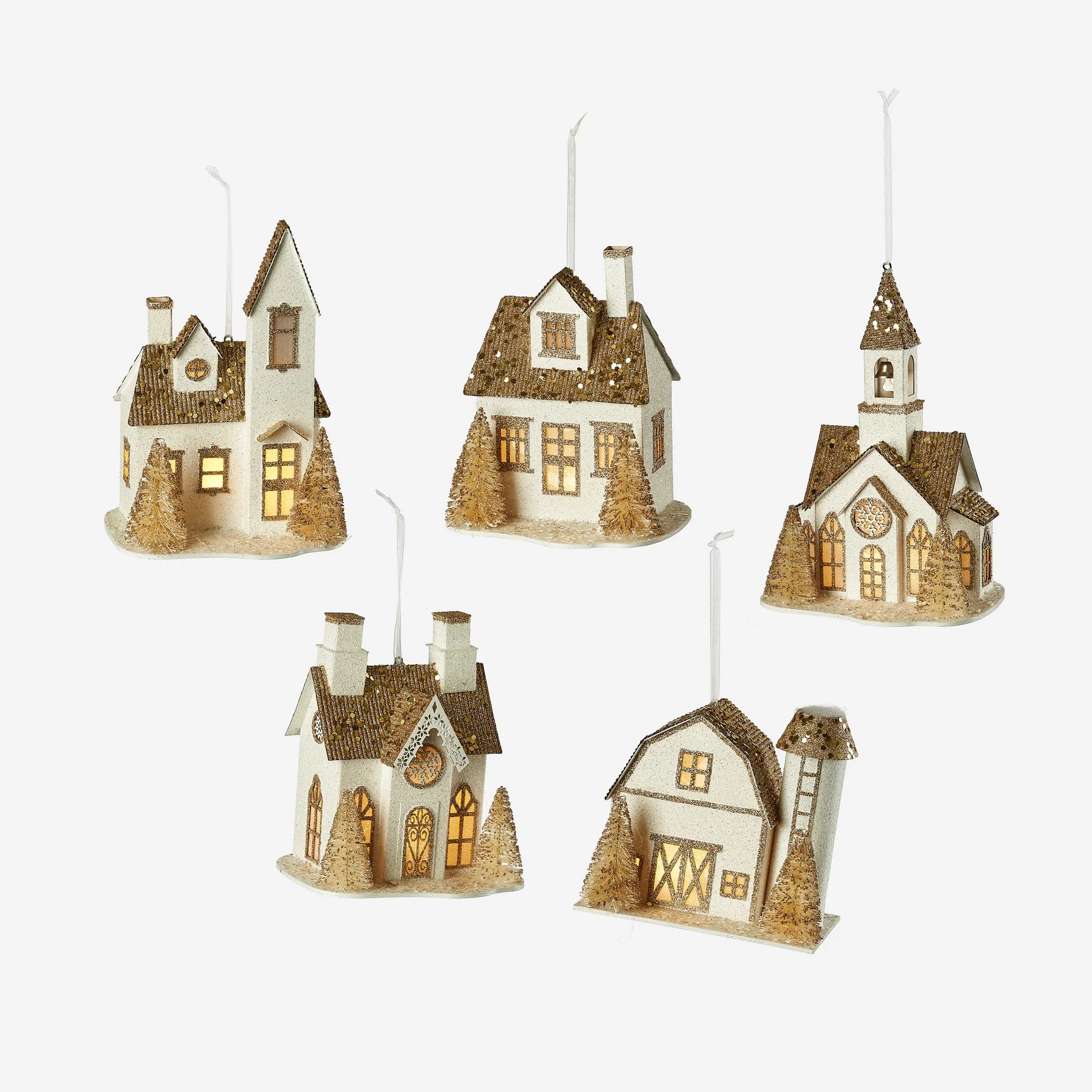 Lighted Glittered Village House