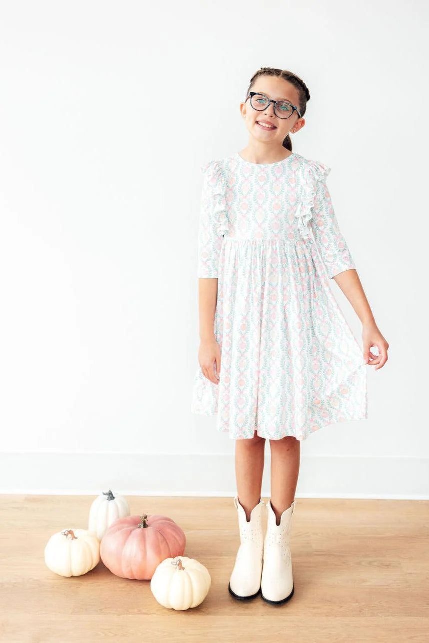 Pumpkin Kisses Harvest Wishes 3/4 Ruffle Twirl Dress