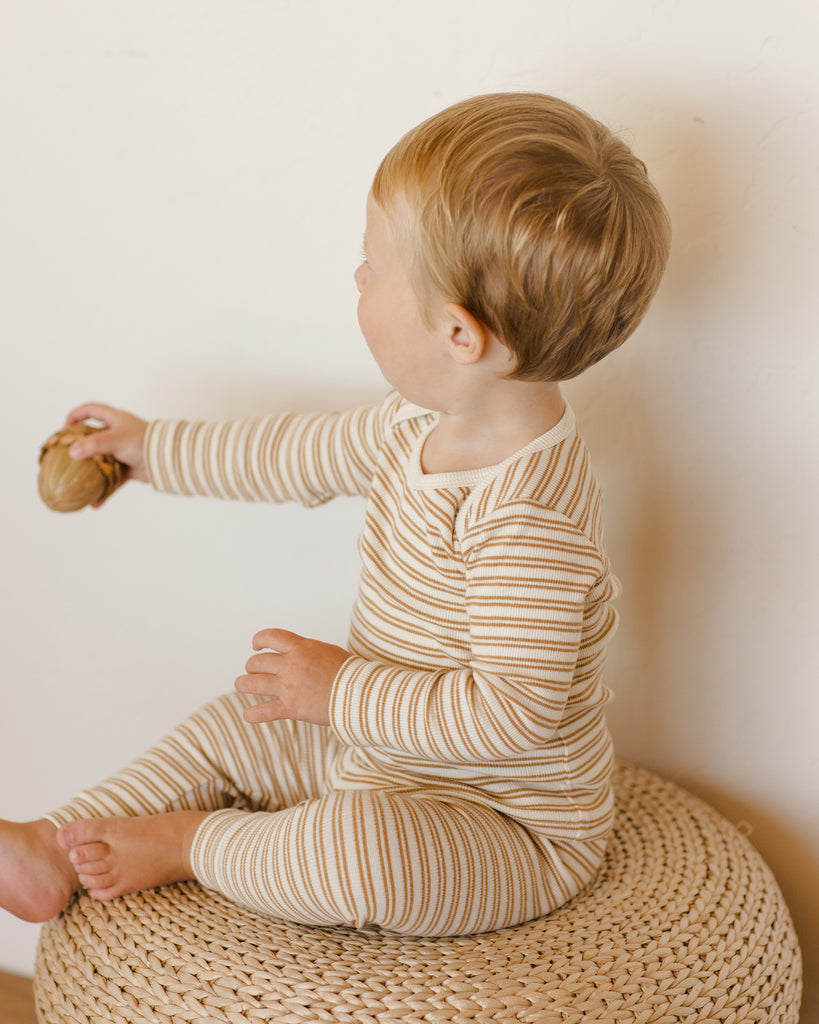 RIBBED BABY JUMPSUIT || GOLDEN STRIPE