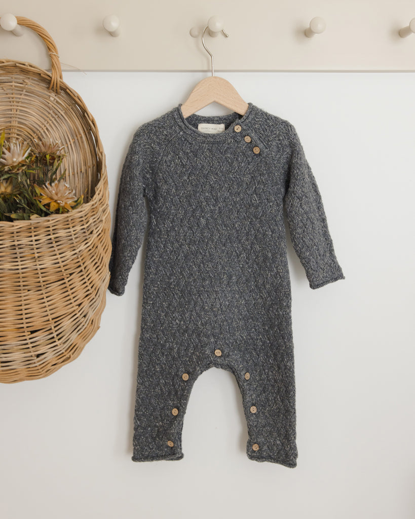 COZY HEATHER KNIT JUMPSUIT || INDIGO