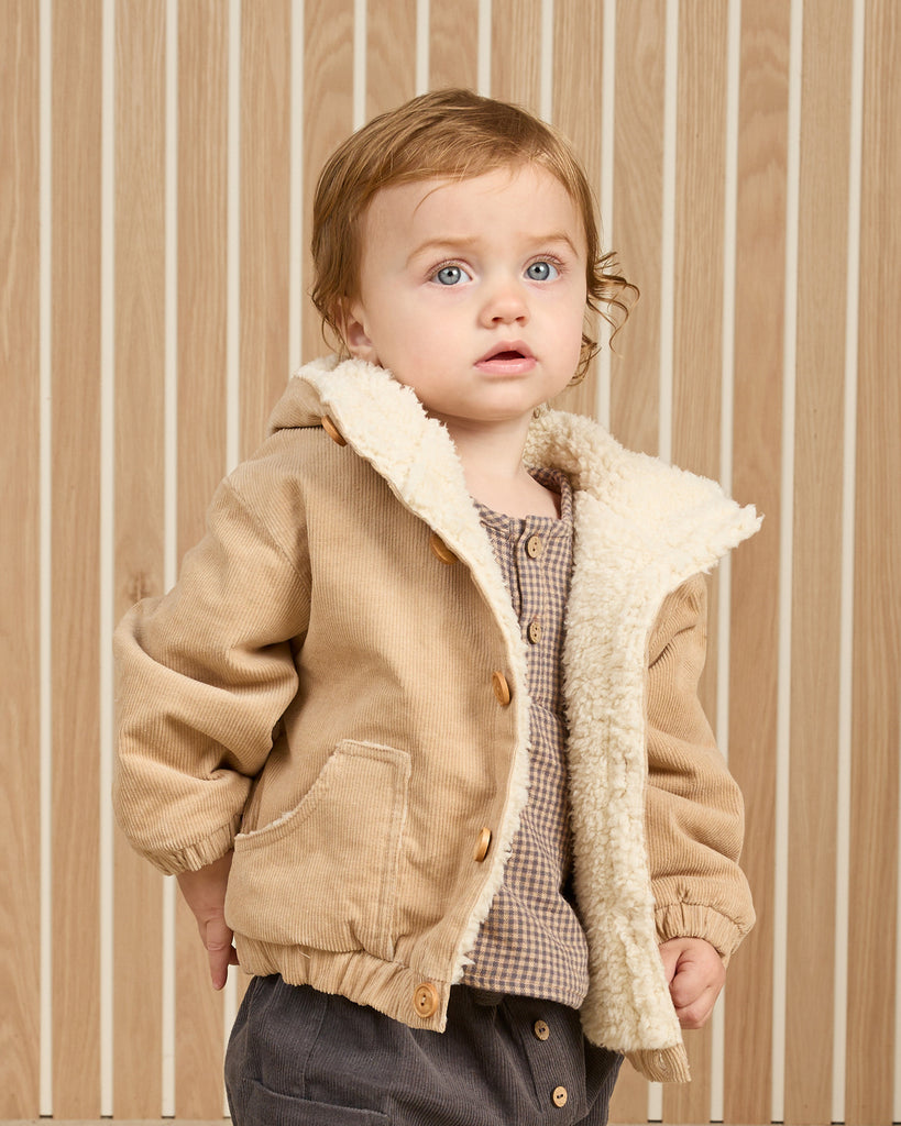 CORDUROY HOODED JACKET || LATTE