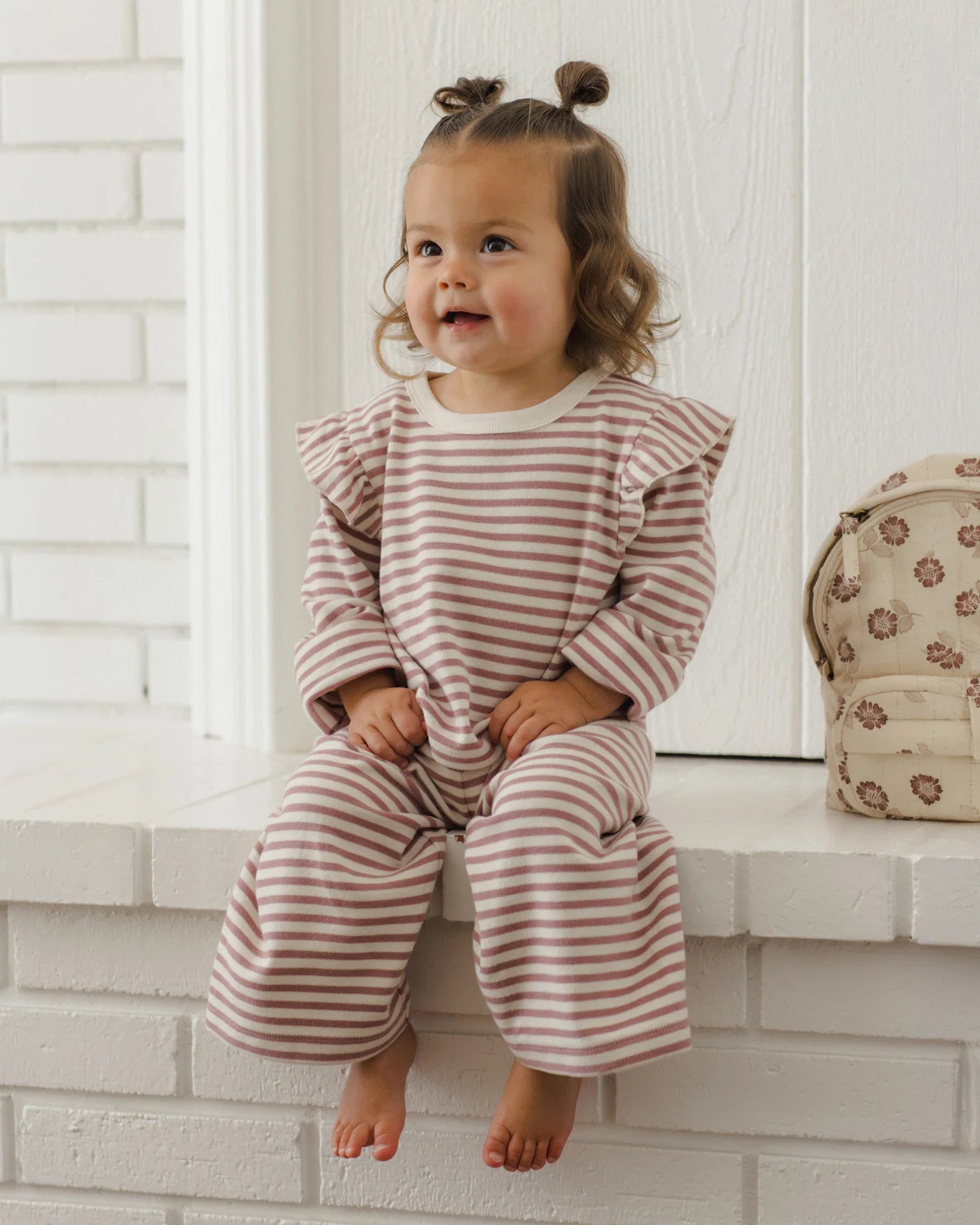 RUFFLE COZY SET MULBERRY STRIPE