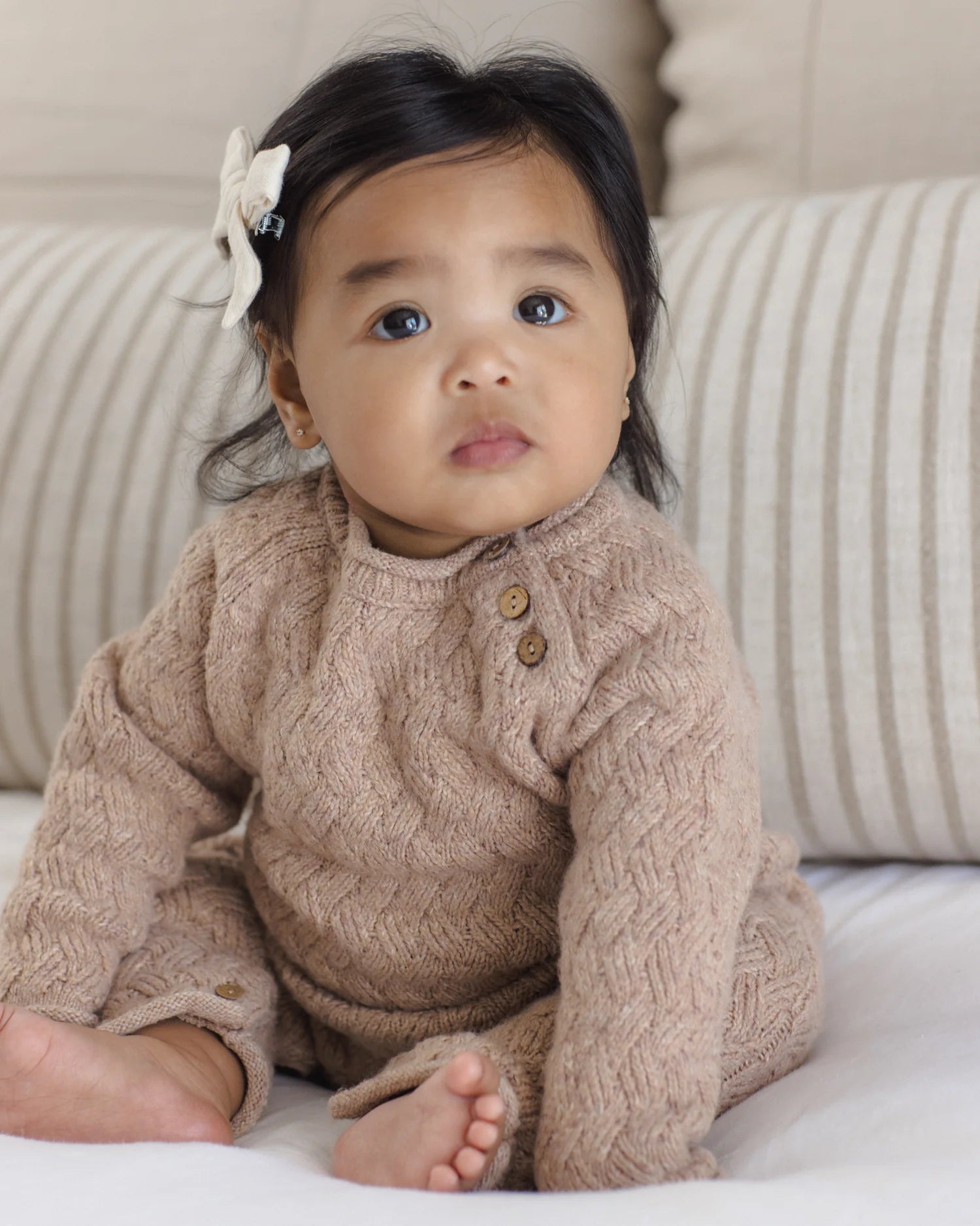 COZY HEATHER KNIT JUMPSUIT HEATHERED ALMOND
