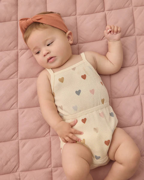 WAFFLE CINCH ROMPER CONFETTI HEARTS