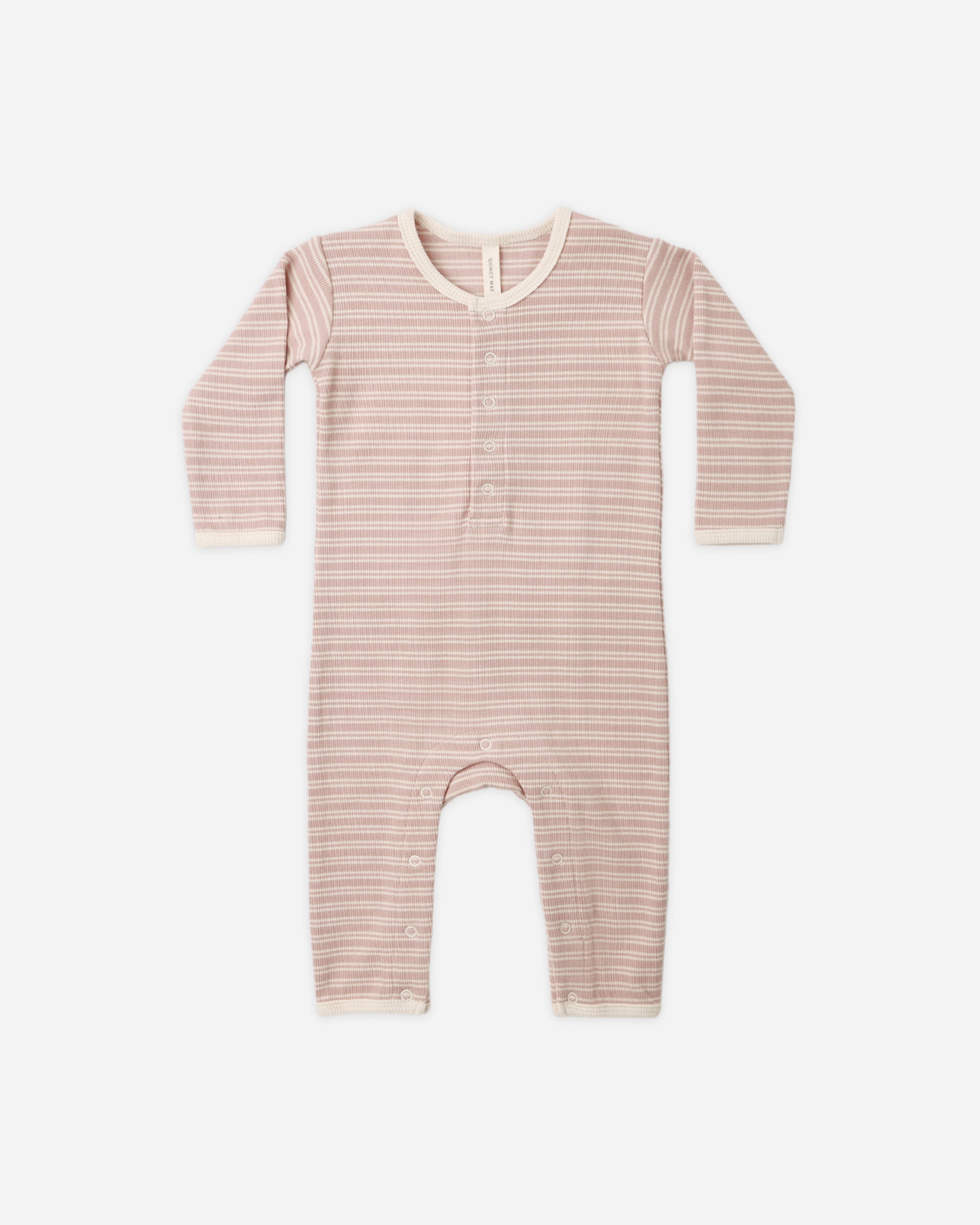 RIBBED BABY JUMPSUIT DUSTY ROSE MICROSTRIPE
