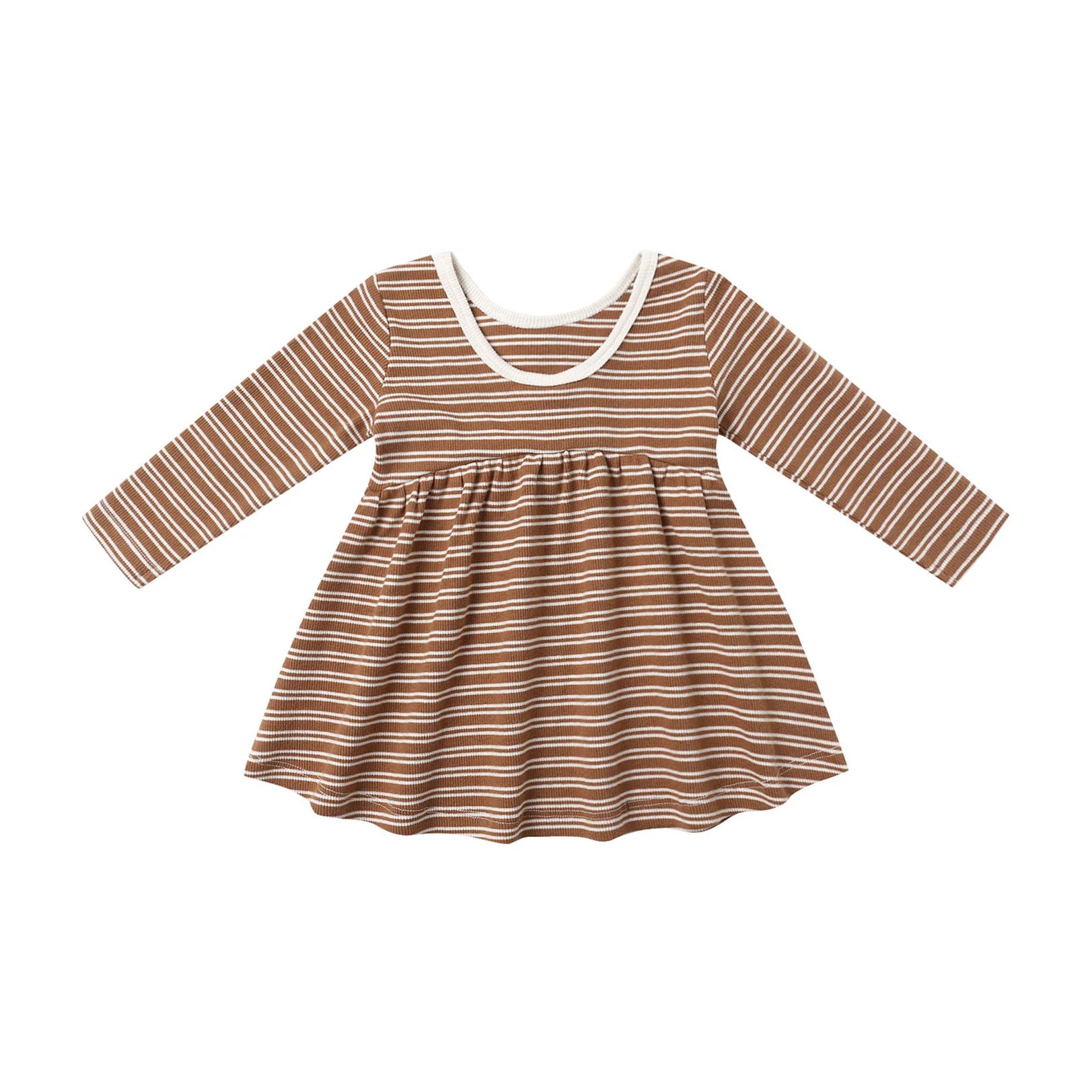 RIBBED LONG SLEEVE DRESS || CEDAR MICRO STRIPE