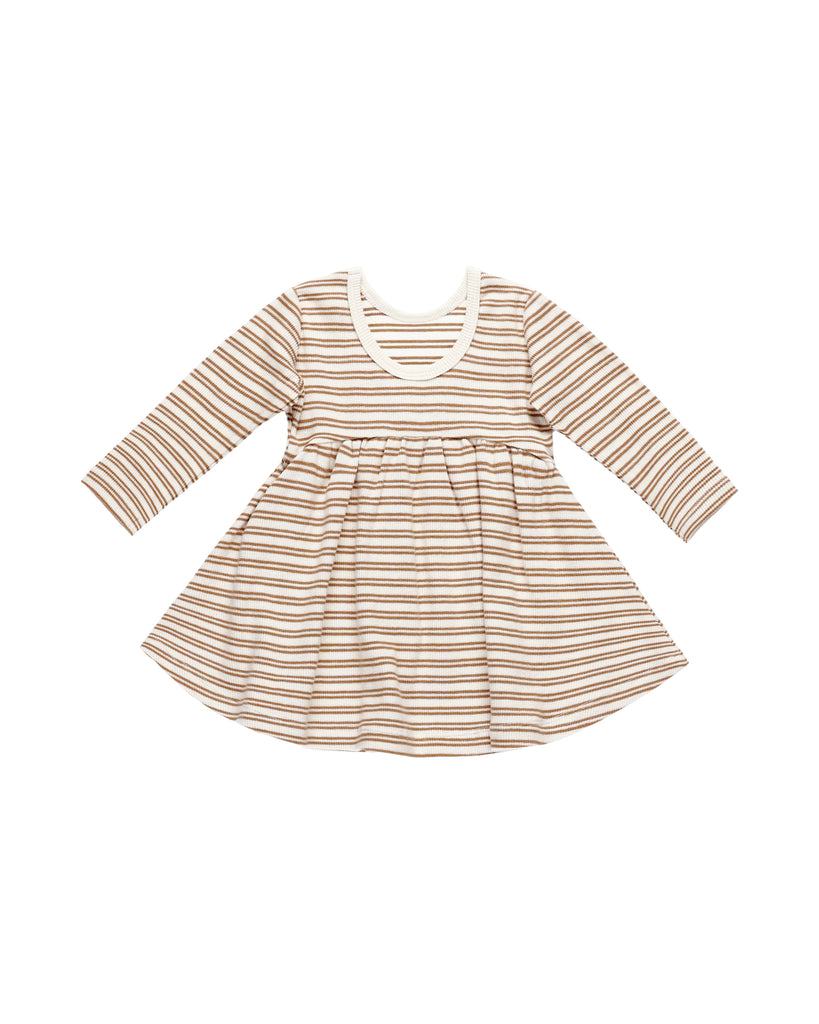 RIBBED LONG SLEEVE DRESS || GOLDEN STRIPE