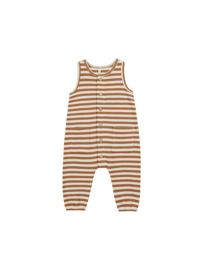 WAFFLE JUMPSUIT || CLAY STRIPE