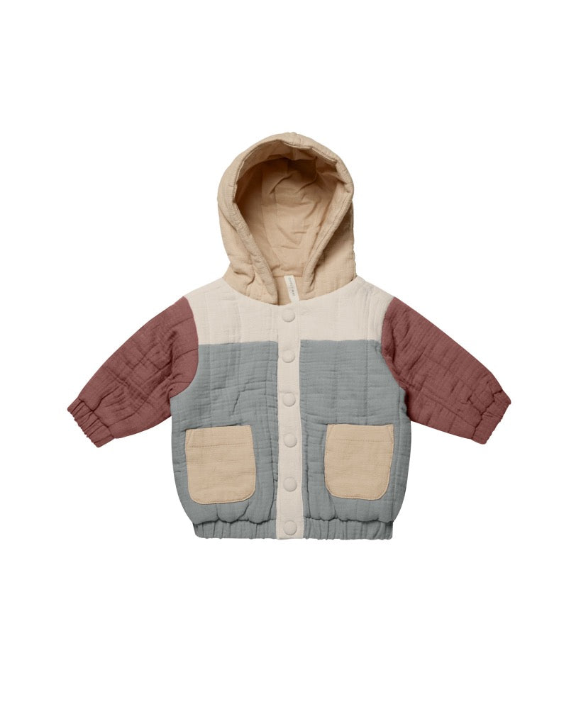 HOODED WOVEN JACKET || COLOR BLOCK