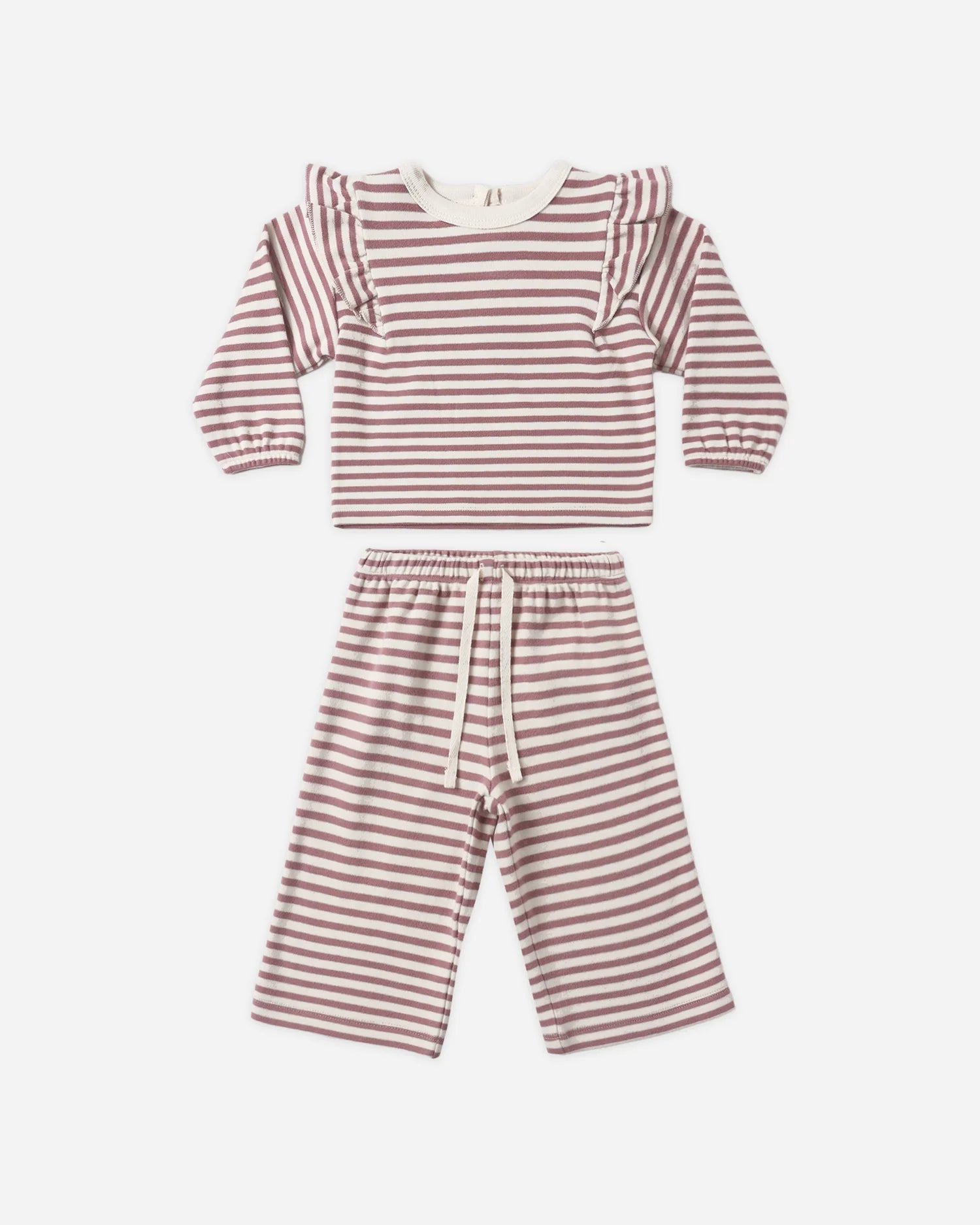 RUFFLE COZY SET MULBERRY STRIPE